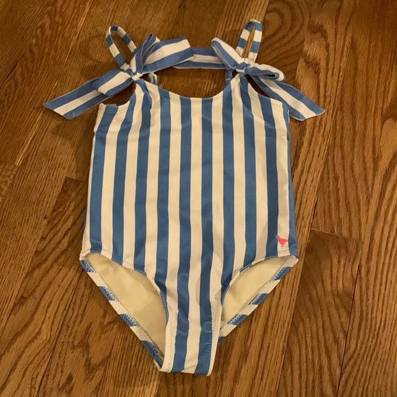 Pink Chicken Other - Pink Chicken Blue and Beige Stripe Swimsuit Size 3 with Bow Straps